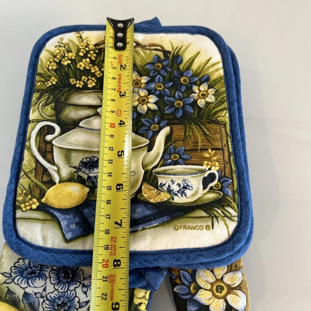 Kitchen Pot Holder  Oven Mitt‎ Set Vintage Franco Teapot